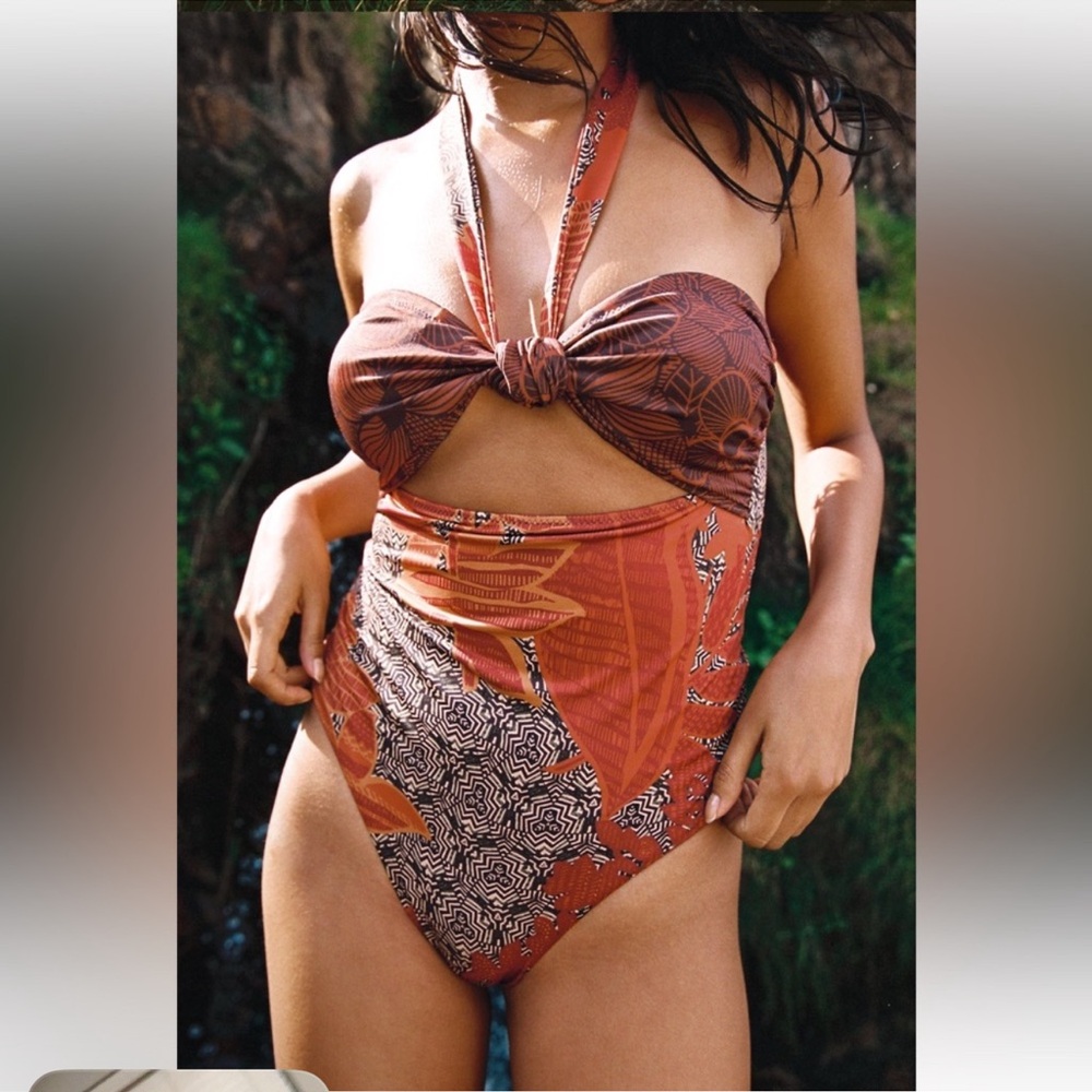 ZARA PRINTED ONE PIECE BANDEAU SWIMSUIT